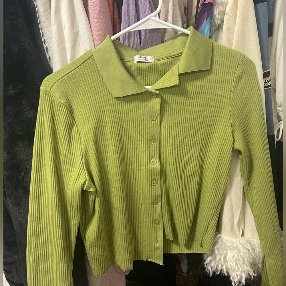 Green corduroy top
